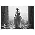 Elegance in Marble Classical Greek Dress Black and White