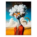 Surreal Virgo Portrait Canvas Art with Flowers and Wheat