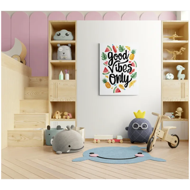 Πίνακας σε Καμβά Good Vibes Only με Καλοκαιρινά Φρούτα