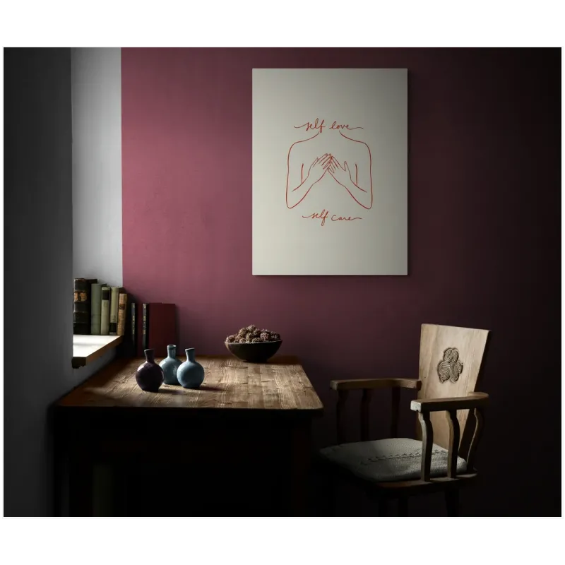 Minimalist Γραμμικό Σχέδιο Self Love Κεραμιδί σε Μπεζ Φόντο