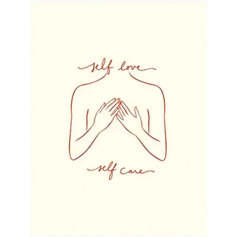 Minimalist Γραμμικό Σχέδιο Self Love Κεραμιδί σε Μπεζ Φόντο