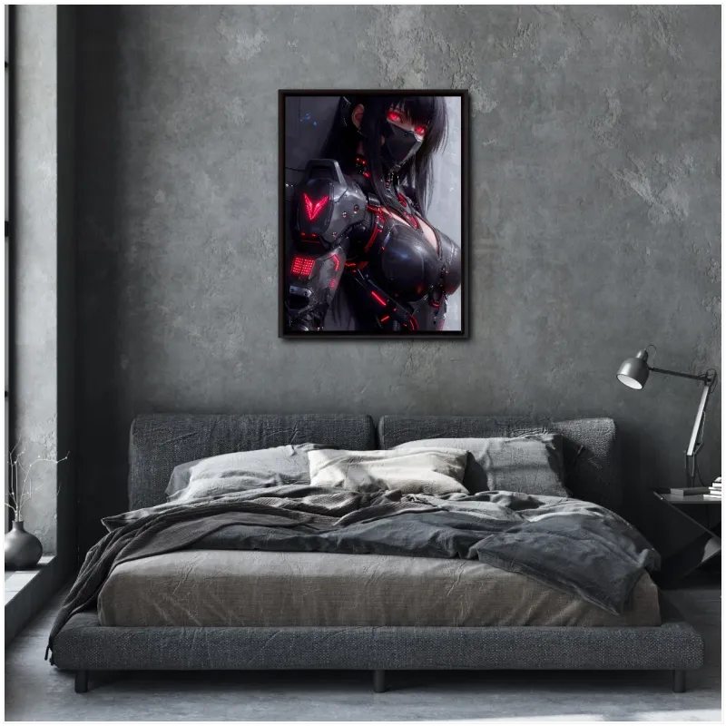 Γυναίκα Cyberpunk Warrior Futuristic Dark Red Black