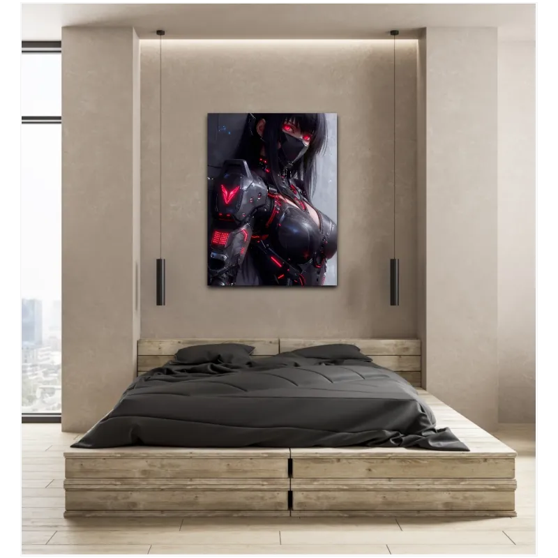 Γυναίκα Cyberpunk Warrior Futuristic Dark Red Black