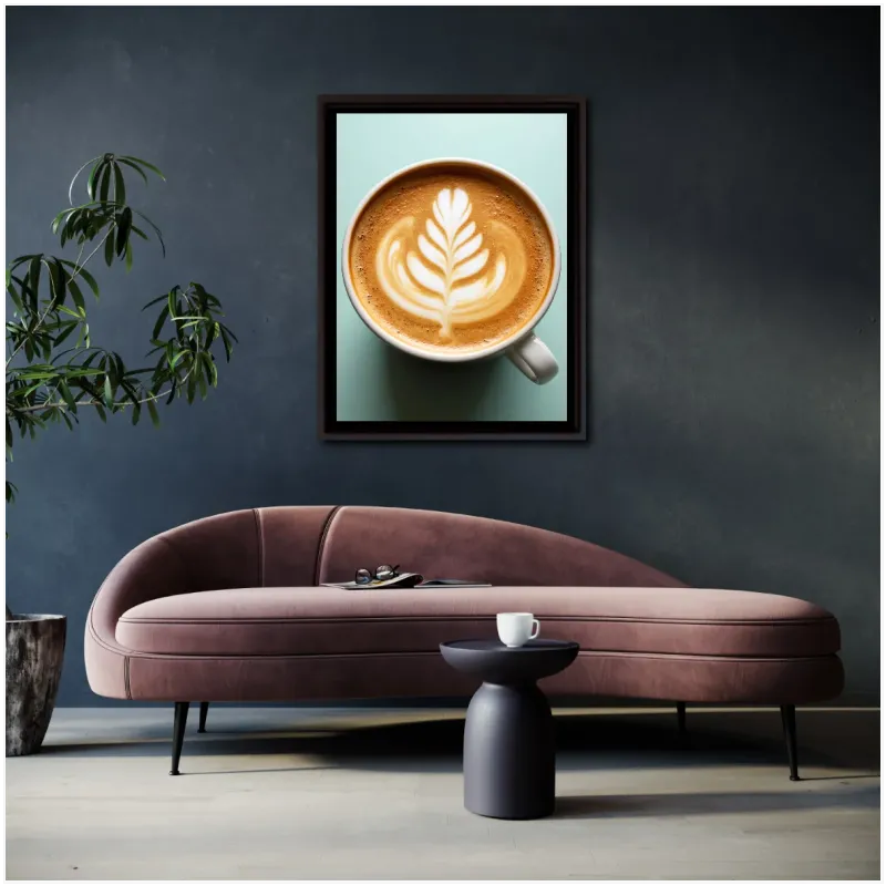 Φλιτζάνι Cappuccino με Latte Art σε Μιντ Φόντο