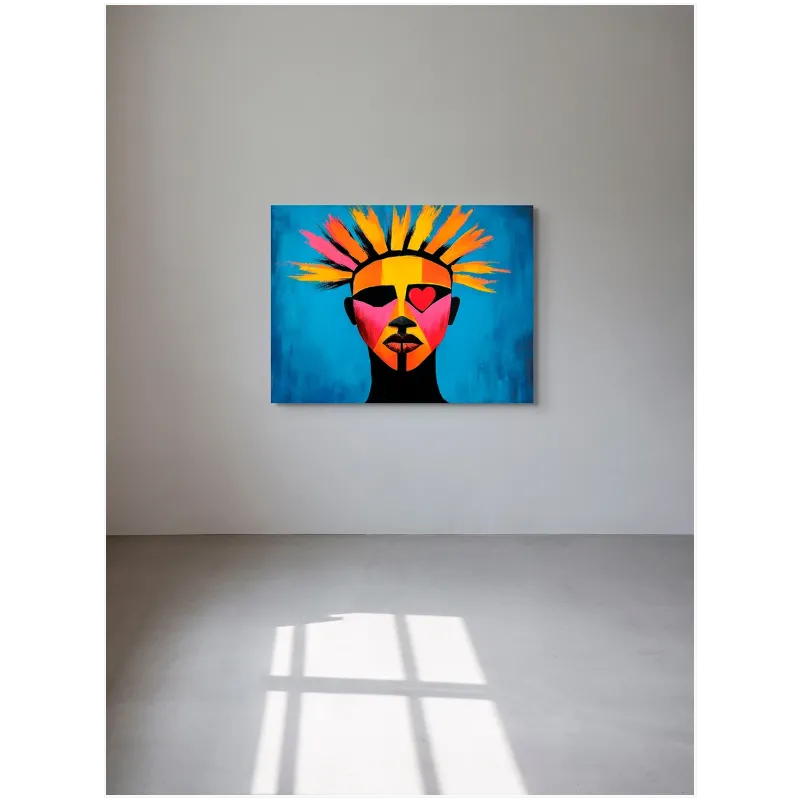 Αφηρημένο Πορτραίτο Pop Art με Καρδιά και Έντονα Χρώματα