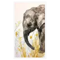 Little Elephant Sketch with Yellow Floral Accents