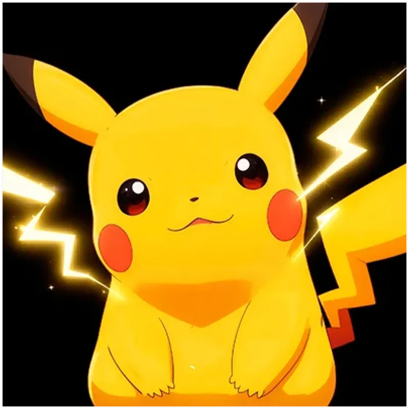 Χαριτωμένος Pikachu με Ηλεκτρισμό και Κίτρινο Χρώμα