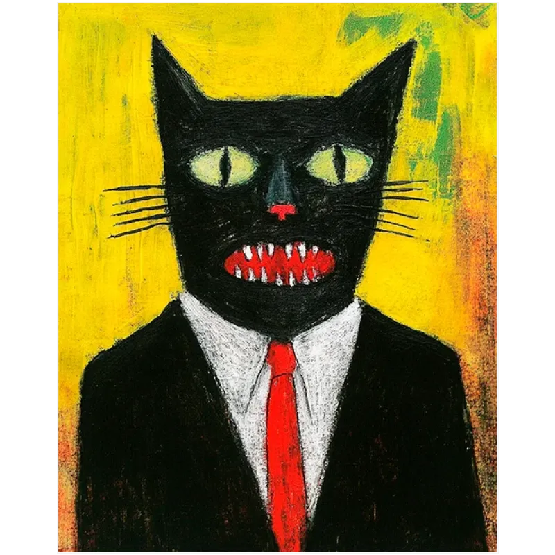 Μαύρη Γάτα Κοστούμι Expressive Pop Art Κίτρινο