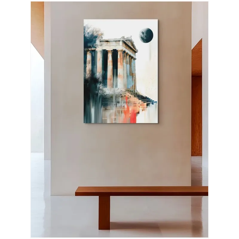 Αρχαίος Ελληνικός Ναός Surrealism Μπεζ Μπλε