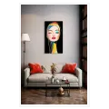 Abstract Pop Art Female Portrait Colorful Black Background