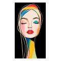 Abstract Pop Art Female Portrait Colorful Black Background