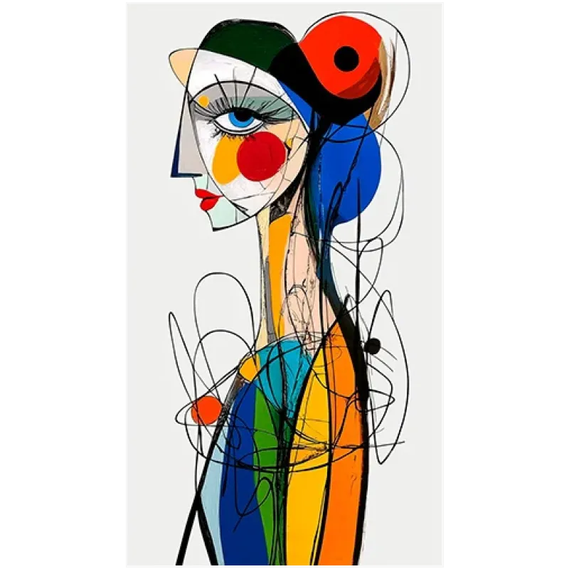 Αφηρημένο Γυναικείο Πορτραίτο Cubist Πολύχρωμο
