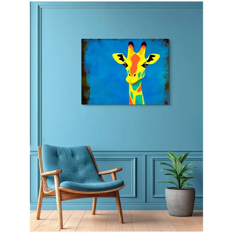 Πολύχρωμη Καμηλοπάρδαλη σε Pop Art Στυλ Μπλε