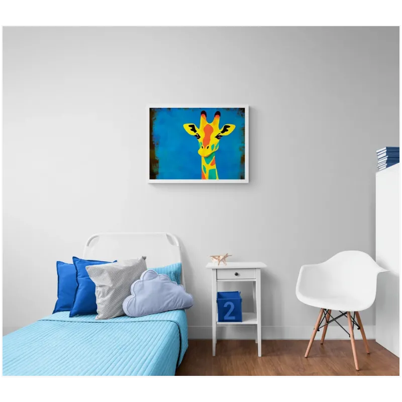 Πολύχρωμη Καμηλοπάρδαλη σε Pop Art Στυλ Μπλε