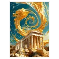 Αρχαίος Ελληνικός Ναός με Χρυσή Ροή Abstract
