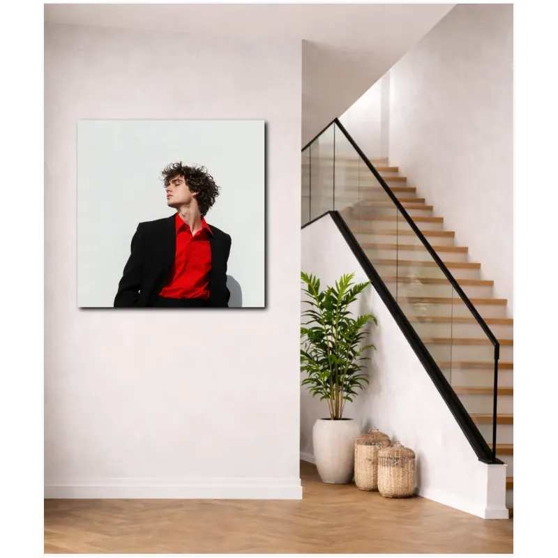 Young Man Portrait Fashion Red Black