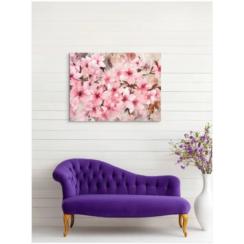Blossoming Cherry Tree Romantic Pink Canvas Print