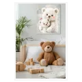 Bear Family Cute Watercolor Art White Grey Canvas