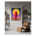 Σκελετός με Κόκκινο Κοστούμι Surreal Σεληνιακό Τοπίο
