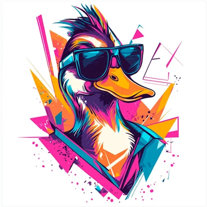 Μοντέρνα Πάπια με Γυαλιά Ηλίου Pop Art Πολύχρωμη