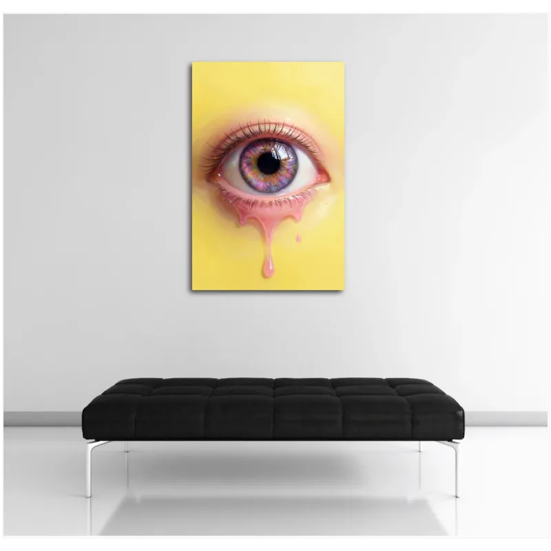 Colorful Eye Surreal Art Yellow Background