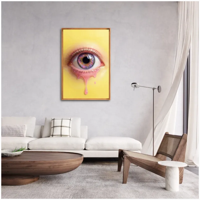Colorful Eye Surreal Art Yellow Background