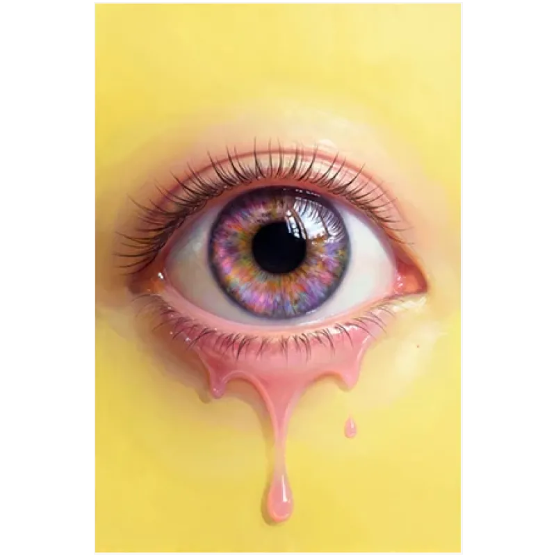 Colorful Eye Surreal Art Yellow Background