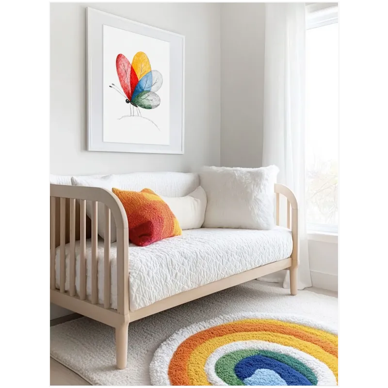 Colorful Butterfly Artistic Drawing On White Background