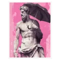 Ancient Statue with Umbrella Pop Art Pink