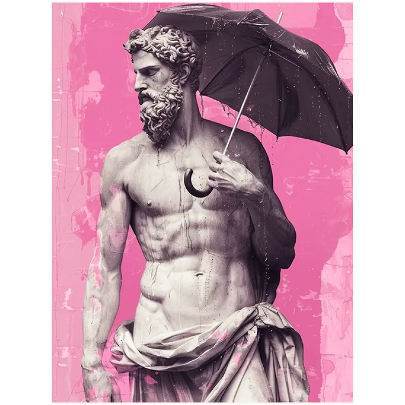 Αρχαίο Άγαλμα με Ομπρέλα Pop Art Φούξια