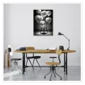Wooden Chair with Thought Clouds Black White Surreal Art
