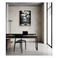 Wooden Chair with Thought Clouds Black White Surreal Art