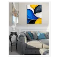 Abstract Wavy Waves Gold Blue and White
