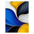 Abstract Wavy Waves Gold Blue and White