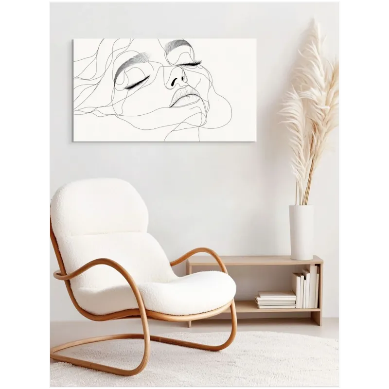 Αφηρημένο Γυναικείο Πορτραίτο Minimal Line Art Ασπρόμαυρο