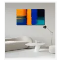 Abstract Expressionist Composition Vibrant Orange and Blue