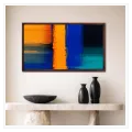 Abstract Expressionist Composition Vibrant Orange and Blue