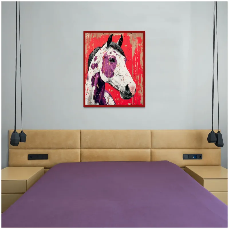 Μοντέρνο Πορτρέτο Αλόγου Abstract Pop Art Κόκκινο