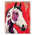 Μοντέρνο Πορτρέτο Αλόγου Abstract Pop Art Κόκκινο