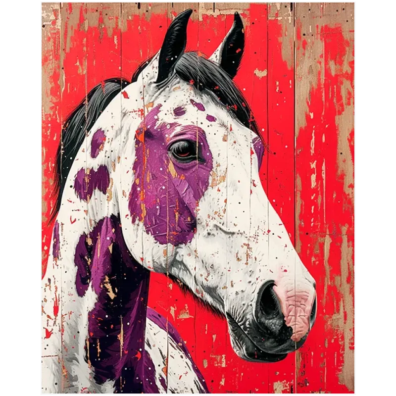 Μοντέρνο Πορτρέτο Αλόγου Abstract Pop Art Κόκκινο