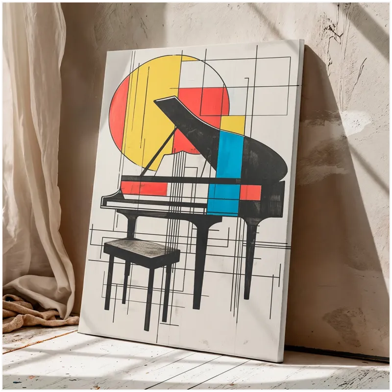Abstract Grand Piano Modern Geometric Primary Color Art