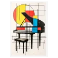Abstract Grand Piano Modern Geometric Primary Color Art