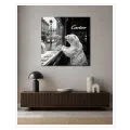 Polar Bear at Cartier Boutique Black and White Art Canvas