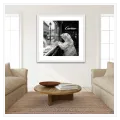 Polar Bear at Cartier Boutique Black and White Art Canvas