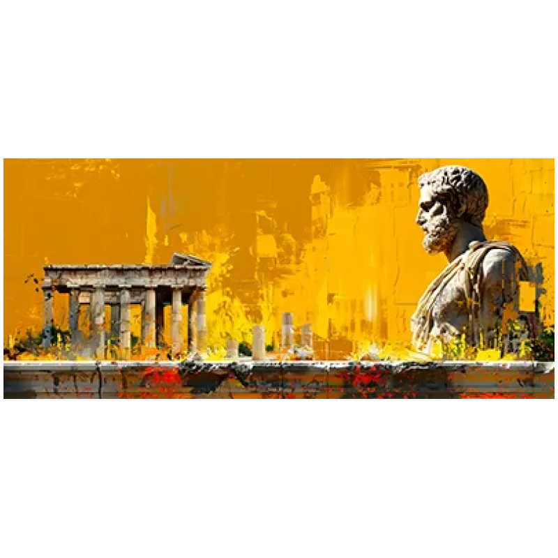 Αρχαία Ελληνική Προτομή και Ναός Μοντέρνο Χρυσό