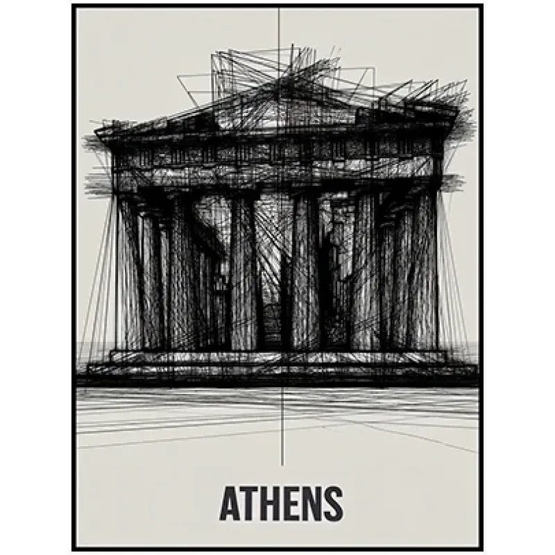 Athens Parthenon Architectural Sketch Black And White