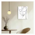 Abstract Face Continuous Line Art Black White Portrait