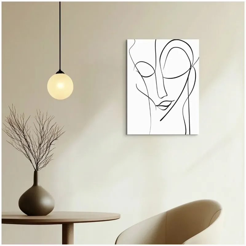 Αφηρημένο Πορτραίτο Continuous Line Art Μαύρο Λευκό