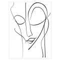 Abstract Face Continuous Line Art Black White Portrait