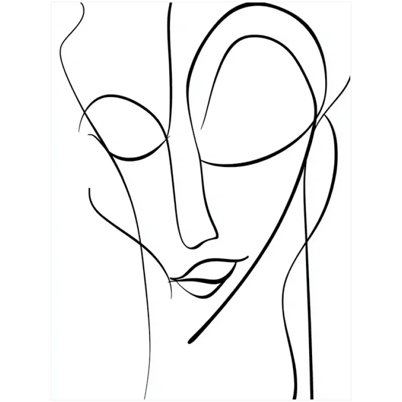 Αφηρημένο Πορτραίτο Continuous Line Art Μαύρο Λευκό